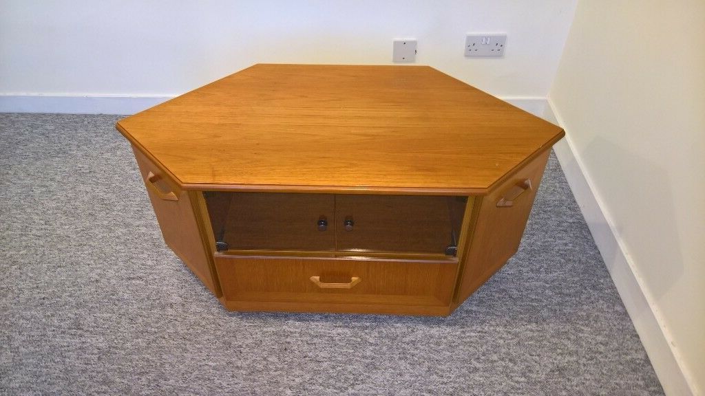 Most Recent Glass Fronted Tv Cabinet Inside Reduced, Must Go. Glass Fronted, Wooden, Corner Tv Unit (Photo 15 of 20)