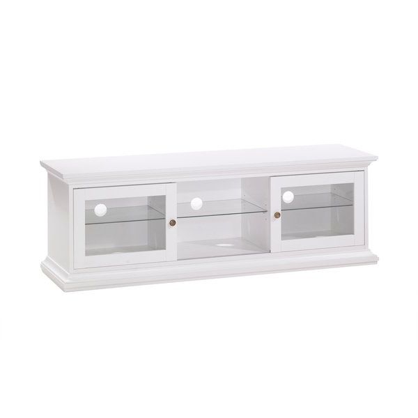 Most Recently Released Cheap White Tv Stands Pertaining To Shop Sonoma White Tv Stand – Free Shipping Today – Overstock (Photo 14 of 20)