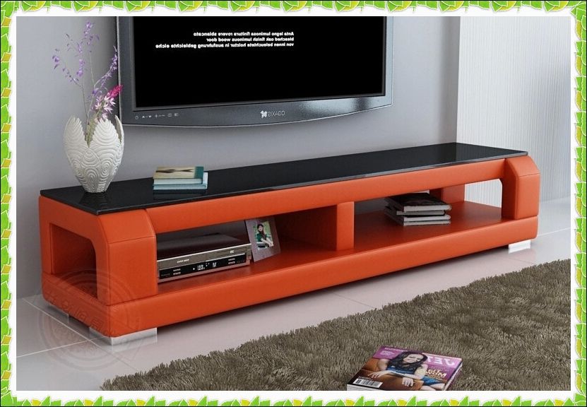 Most Recently Released Fashion Plain Leather Tv Cabinets Orange Leather Tv Stands Hot In Orange Tv Stands (Photo 1 of 20)