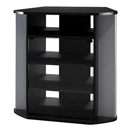 Most Up To Date Amazon: Bush Furniture Visions Tall Corner Tv Stand In Black And For Corner Tv Stands With Drawers (View 8 of 20)