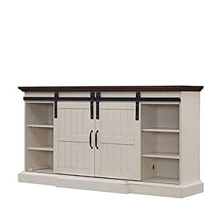 Most Up To Date Amazon: Hogan Electric Fireplace Tv Stand In Weathered White In Kilian Grey 49 Inch Tv Stands (View 1 of 20)