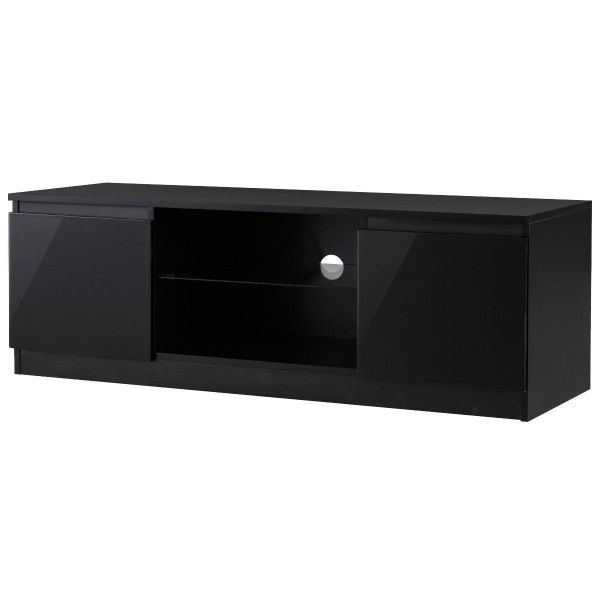 Most Up To Date High Gloss Tv Stand Unit Cabinet Media Console Furniture Pertaining To Black Gloss Tv Units (View 8 of 20)
