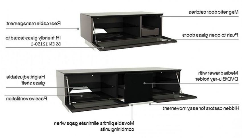 Newest Black Tv Stand With Glass Doors Within Buy Alphason Element Black Tv Cabinet For 98inch – Emtmod2500 Blk (View 16 of 20)