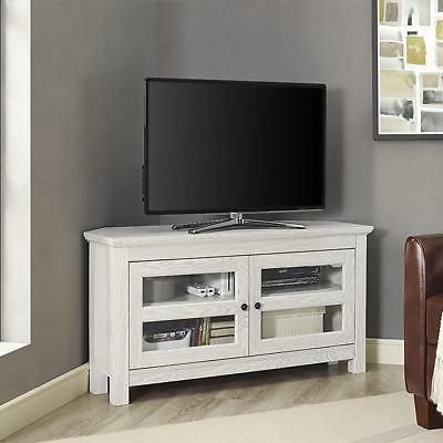 Newest Large Corner Tv Cabinets Regarding Walker Edison 44" Wood Corner Tv Stand Media Storage Console In (View 20 of 20)