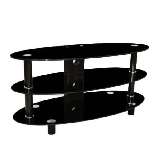 Newest Oval Glass Tv Stands Within Paris Black #plasma/lcd Tv Stand £ (View 3 of 20)