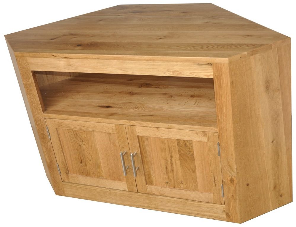 Oak Corner Tv Cabinets Regarding Famous Solid Wood Interiors > Solid Oak Corner Tv Unit (View 14 of 20)
