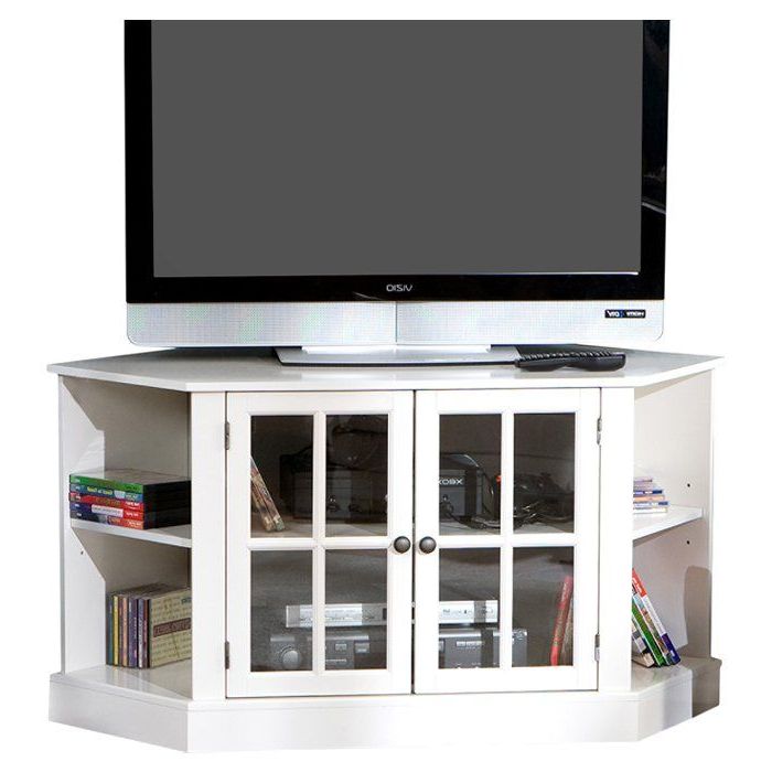Pairing A Corner Design And Crisp White Finish, This Stylish Tv Regarding Well Known Stylish Tv Stands (View 8 of 20)
