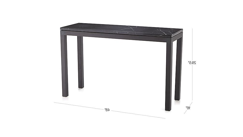Parsons Black Marble Top/ Dark Steel Base 48x16 Console + Reviews In Well Known Parsons Black Marble Top & Brass Base 48x16 Console Tables (View 2 of 20)
