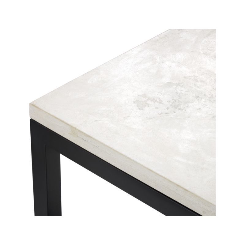 Parsons Clear Glass Top & Elm Base 48x16 Console Tables Regarding Popular Parsons Travertine Top/ Dark Steel Base 48x16 Console (View 8 of 20)