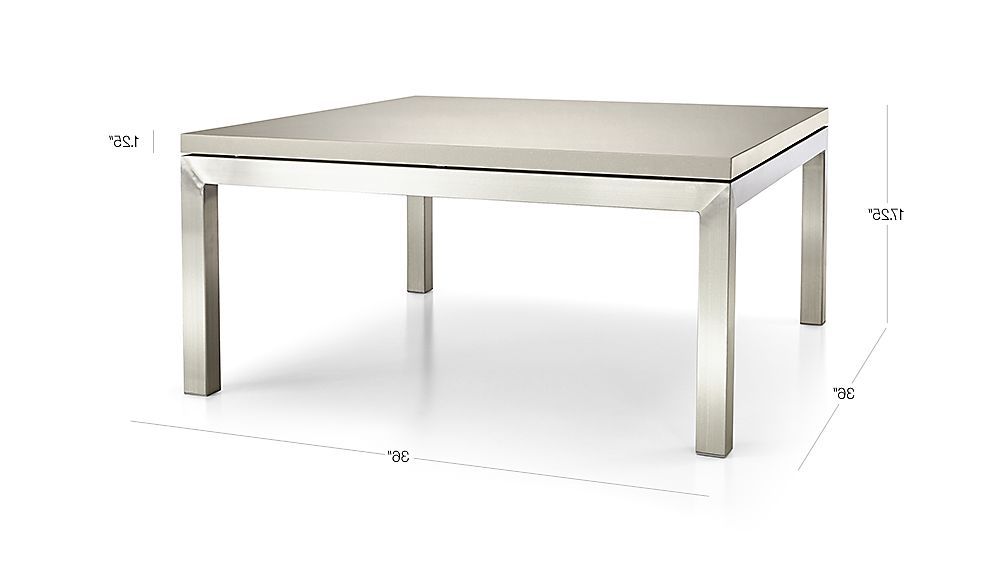 Parsons Grey Solid Surface Top & Brass Base 48x16 Console Tables Within Most Recent Parsons Grey Solid Surface Top/ Stainless Steel Base 36x36 Square (View 3 of 20)