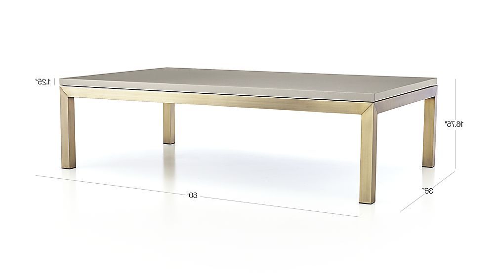 Parsons Grey Solid Surface Top/ Brass Base 60x36 Large Rectangular With Most Recent Parsons Grey Solid Surface Top & Dark Steel Base 48x16 Console Tables (View 4 of 20)