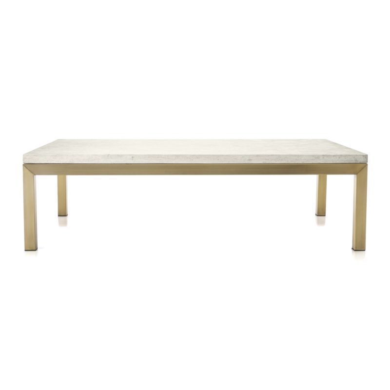 Parsons Travertine Top/ Brass Base 60x36 Large Rectangular Coffee Within Recent Parsons Travertine Top & Brass Base 48x16 Console Tables (View 8 of 20)