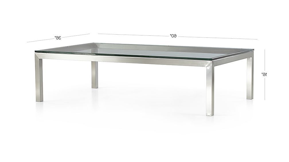 Parsons White Marble Top & Elm Base 48x16 Console Tables Inside Well Known Parsons Clear Glass Top/ Stainless Steel Base 60x36 Large (View 18 of 20)