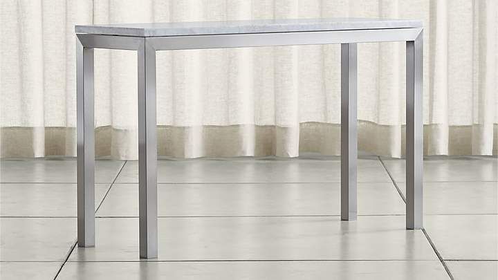 Popular Parsons White Marble Top/ Stainless Steel Base 48x16 Console With Parsons Grey Marble Top & Dark Steel Base 48x16 Console Tables (View 1 of 20)