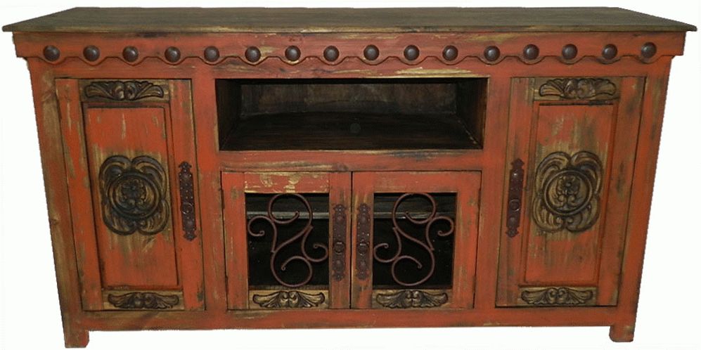 Popular Rustic Red Tv Stands With Regard To Antique Red Rustic Tv Stand, Antique Red Tv Stand, Red Tv Console (Photo 5 of 20)
