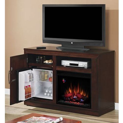 Recent Sinclair Blue 54 Inch Tv Stands Within Check Out This Tv Stand, Fireplace, And Mini Fridge – All In One (View 11 of 20)