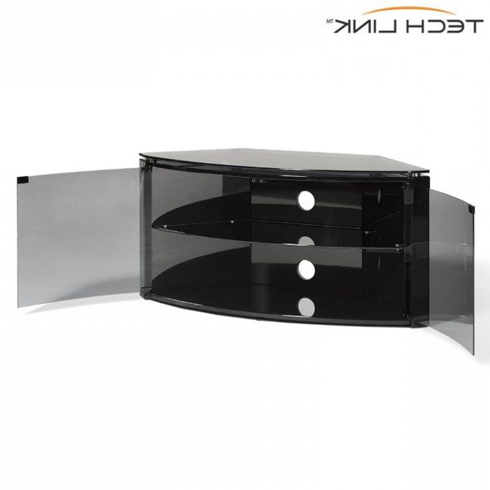 Recent Techlink B6b Bench Piano Gloss Black With Smoked Glass Corner Tv In Smoked Glass Tv Stands (Photo 4 of 20)