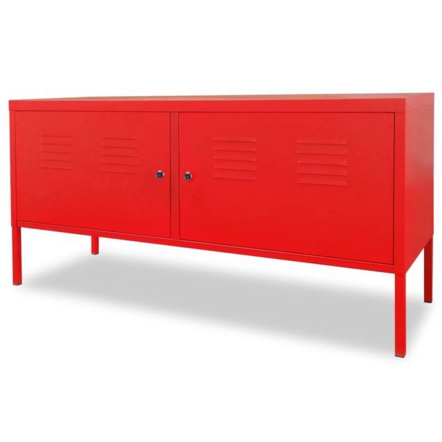 Red Tv Stand Cabinet Lockable Doors Living Room Sideboard Furniture For Trendy Lockable Tv Stands (View 16 of 20)
