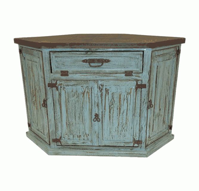 Rustic Corner Tv Cabinets Pertaining To Trendy Antique Turquoise Corner Tv Stand, Turquoise Corner Tv Stand (Photo 16 of 20)