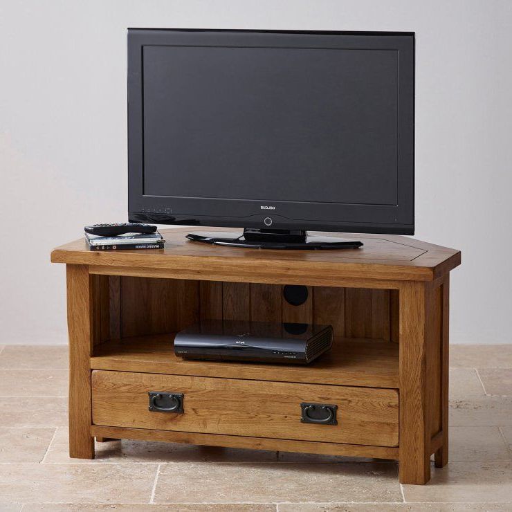 Rustic Wood Tv Cabinets Regarding Most Popular Original Rustic Solid Oak Corner Tv Cabinet (View 6 of 20)