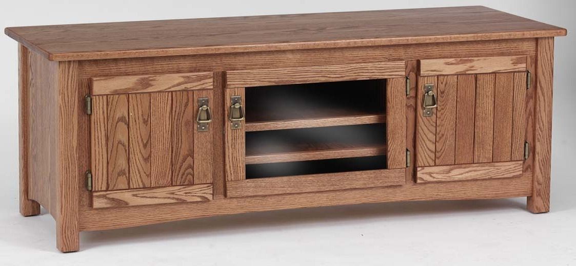 Solid Oak Mission Style Tv Stand W/cabinet  60" – The Oak Furniture Shop For Current Solid Oak Tv Stands (View 3 of 20)