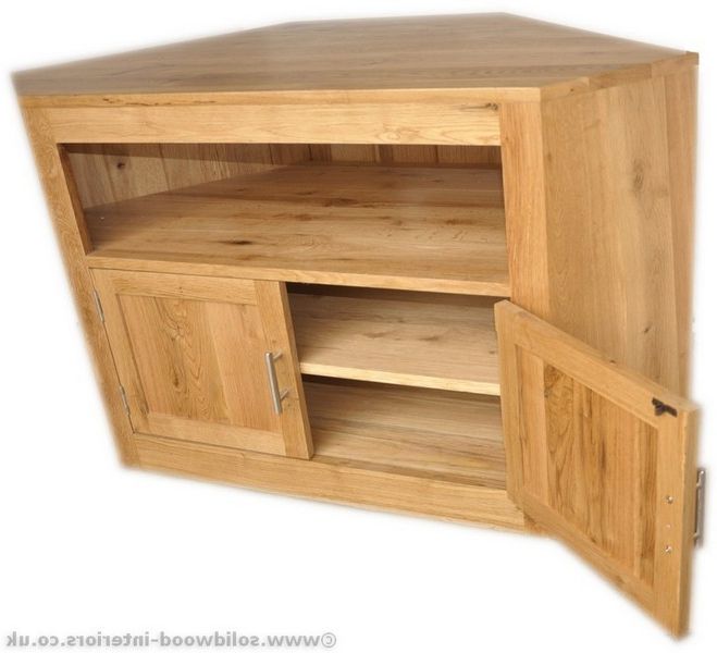 Solid Wood Interiors > Solid Oak Corner Tv Unit In Current Oak Tv Cabinets With Doors (Photo 19 of 20)