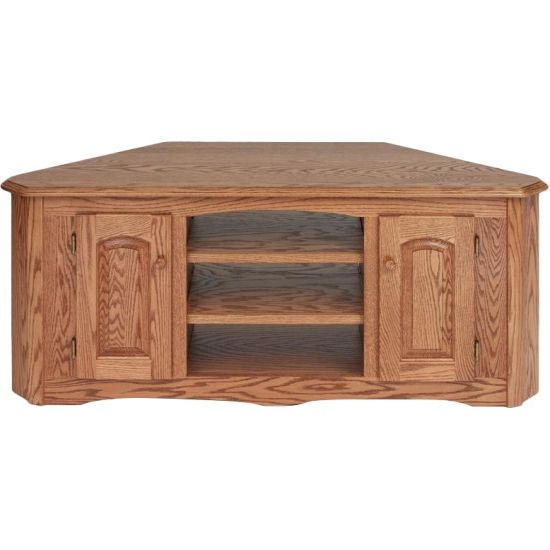 Solid Wood Oak Country Corner Tv Stand W/cabinet – 55" – The Oak For Recent Real Wood Corner Tv Stands (View 1 of 20)