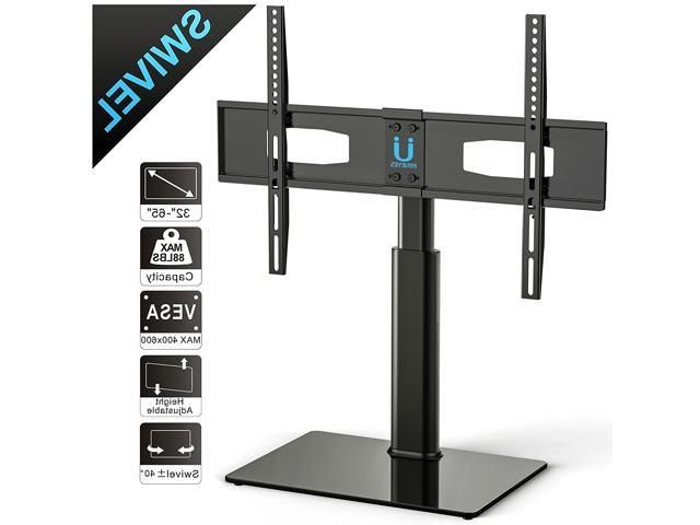 Tabletop Tv Stands Throughout Trendy Fitueyes Swivel Universal Tv Stand/base Tabletop Tv Stand With Mount (View 17 of 20)
