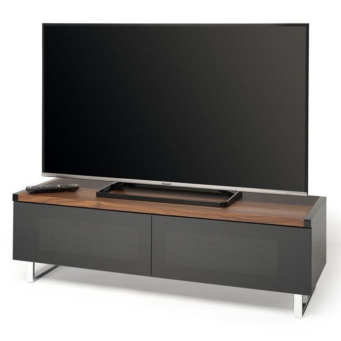 Techlink Pm120w Panorama Piano Gloss Black And Walnut Small Tv Pertaining To Most Recent Techlink Tv Stands Sale (View 7 of 20)