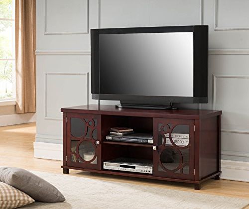 Trendy Cherry Wood Tv Stands Within Amazon: Kings Brand Furniture 48" Cherry Finish Wood Tv Stand (View 18 of 20)