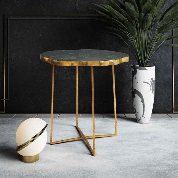 Trendy Mix Agate Metal Frame Console Tables For Shop Lily Agate Side Table – Free Shipping Today – Overstock (View 13 of 20)