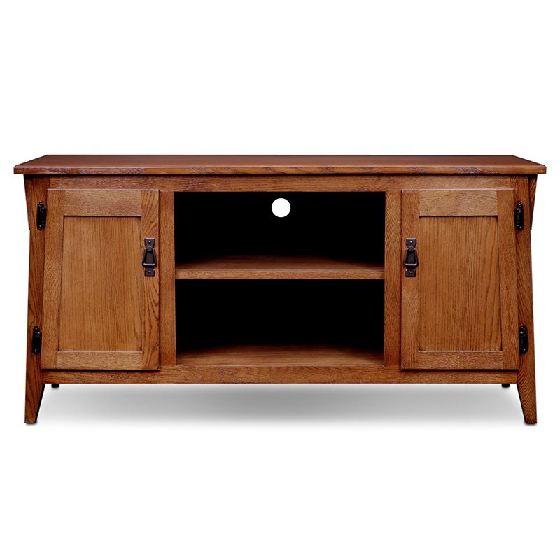 Trendy Natural 2 Door Plasma Console Tables Intended For Leick Furniture 82550 Mission Oak 2 Door 50" Tv Console W/ Open (View 1 of 20)