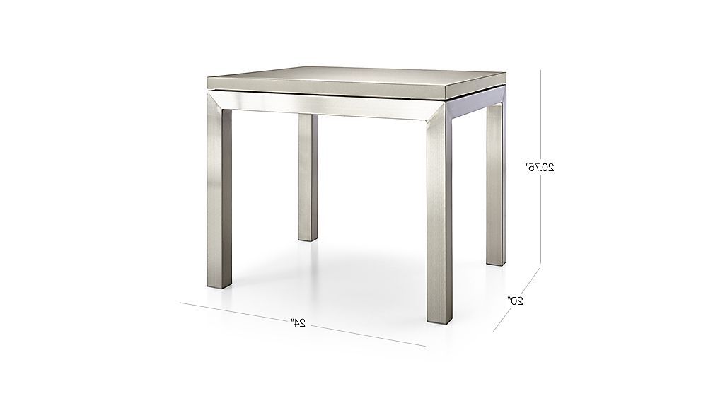 Trendy Parsons Grey Solid Surface Top/ Stainless Steel Base 20x24 End Table Inside Parsons Grey Solid Surface Top & Stainless Steel Base 48x16 Console Tables (View 1 of 20)
