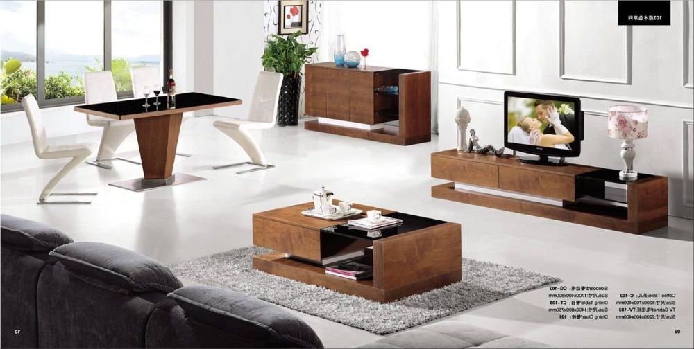 Tv Stand Coffee Table Sets Regarding Famous Wood Furniture Living Room Furntiure Set: Coffee Table,tv Cabinet (Photo 1 of 20)