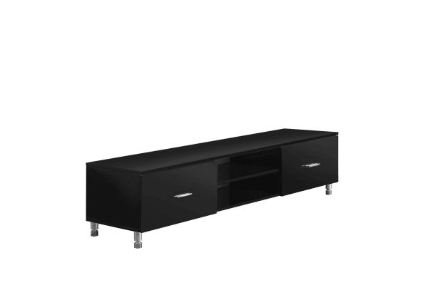 Tv Stand Wooden Entertainment Cabinet 160cm Lowline Regarding Trendy Black Tv Cabinets With Drawers (View 17 of 20)