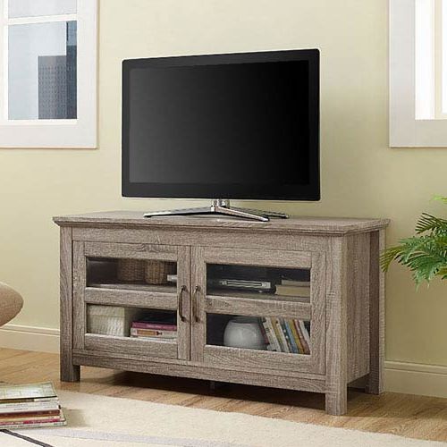 Walker Edison Furniture Co. 44 Inch Wood Tv Stand With Glass Doors Throughout Most Up To Date Wooden Tv Stands With Glass Doors (Photo 10 of 20)