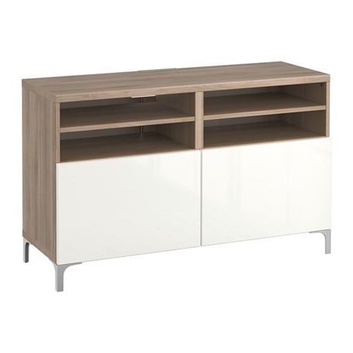 Walnut And Black Gloss Tv Units Pertaining To Famous Bestå Tv Unit With Doors – 120x40x74 Cm, Walnut Effect Light Gray (View 20 of 20)