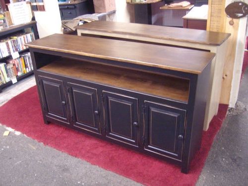 Well Known Amish Handmade Distressed Primitive Style 4 Door Tv Stand Buffet With Country Style Tv Stands (Photo 9 of 20)