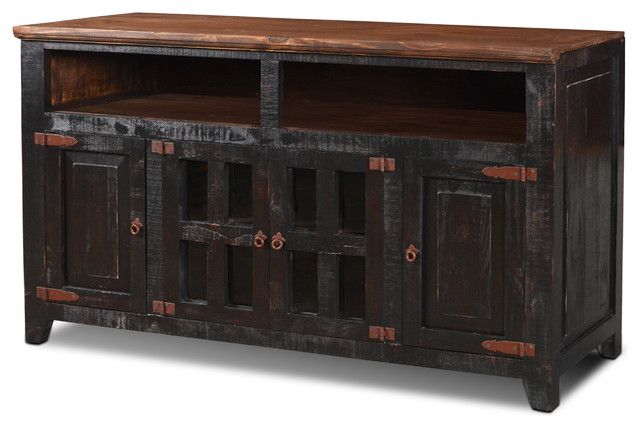 Well Known Westgate Solid Wood Rustic Black Tv Stand – Farmhouse Intended For Solid Wood Black Tv Stands (View 10 of 20)