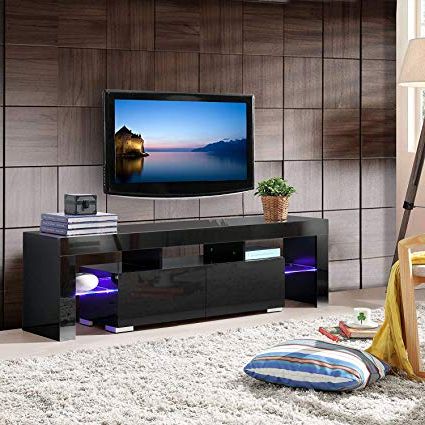 Well Liked Amazon: Mecor High Gloss Tv Stand, 63 Inch Modern Led Tv Stands Within Willa 80 Inch Tv Stands (View 18 of 20)