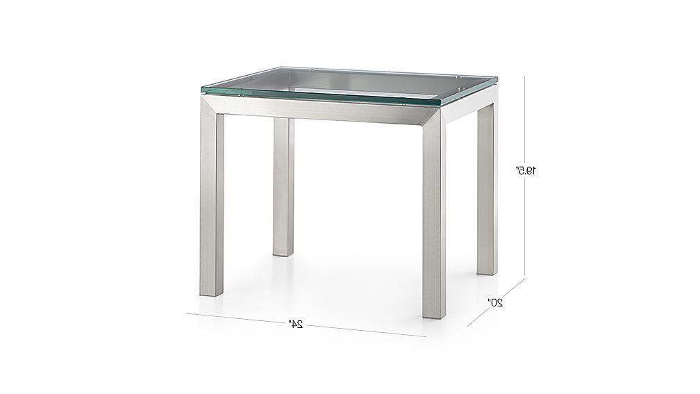 Well Liked Parsons Black Marble Top & Brass Base 48x16 Console Tables Pertaining To Parsons Clear Glass Top/ Stainless Steel Base 20x24 End Table (View 10 of 20)