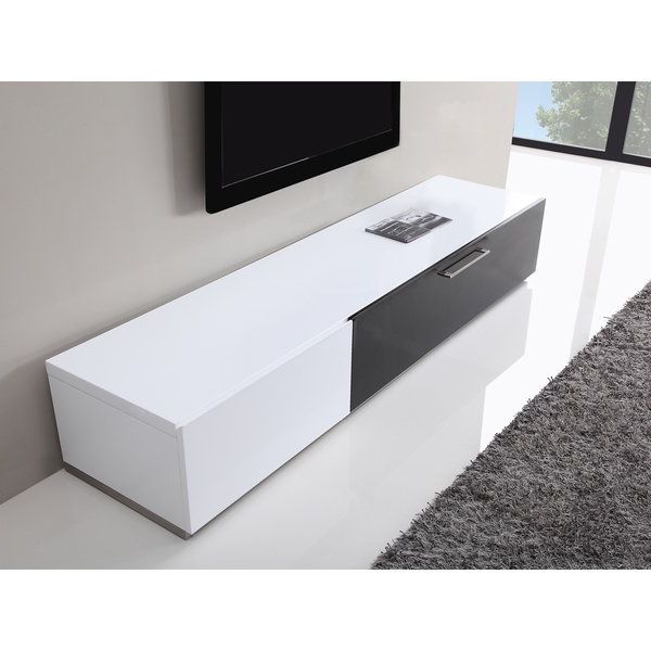 White And Black Tv Stands Pertaining To Most Popular Shop B Modern Producer White/ Black Modern Tv Stand With Ir Glass (View 3 of 20)