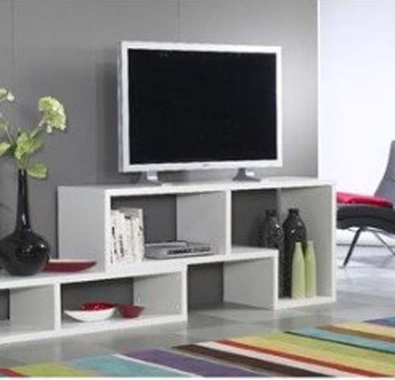 White Tv Stands For Flat Screens For Most Up To Date Modern White Tv Stand Design Ideas With Grey Wall Paint Color For (View 18 of 20)