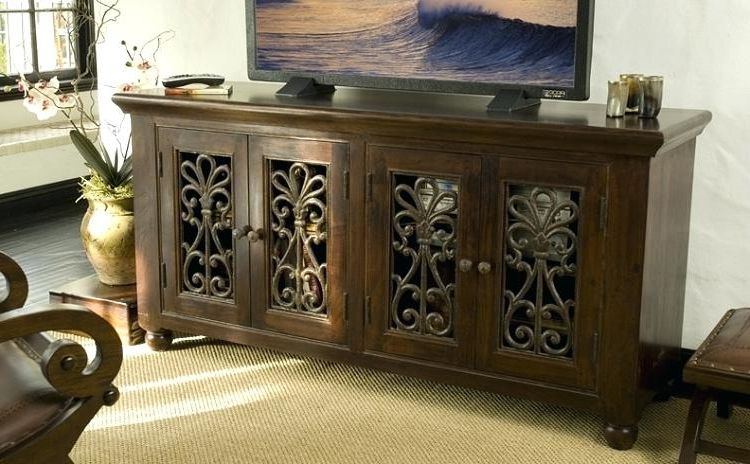 Wrought Iron Tv Stand Iron Stand Vintage Industrial Cast Pipe Table For Popular Cast Iron Tv Stands (Photo 12 of 20)