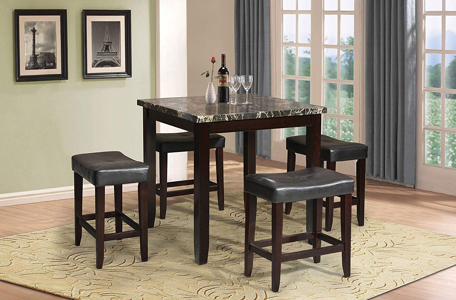 Acme Ainsley Counter Height Set (5 Pack) Pertaining To Latest Biggs 5 Piece Counter Height Solid Wood Dining Sets (set Of 5) (View 12 of 20)