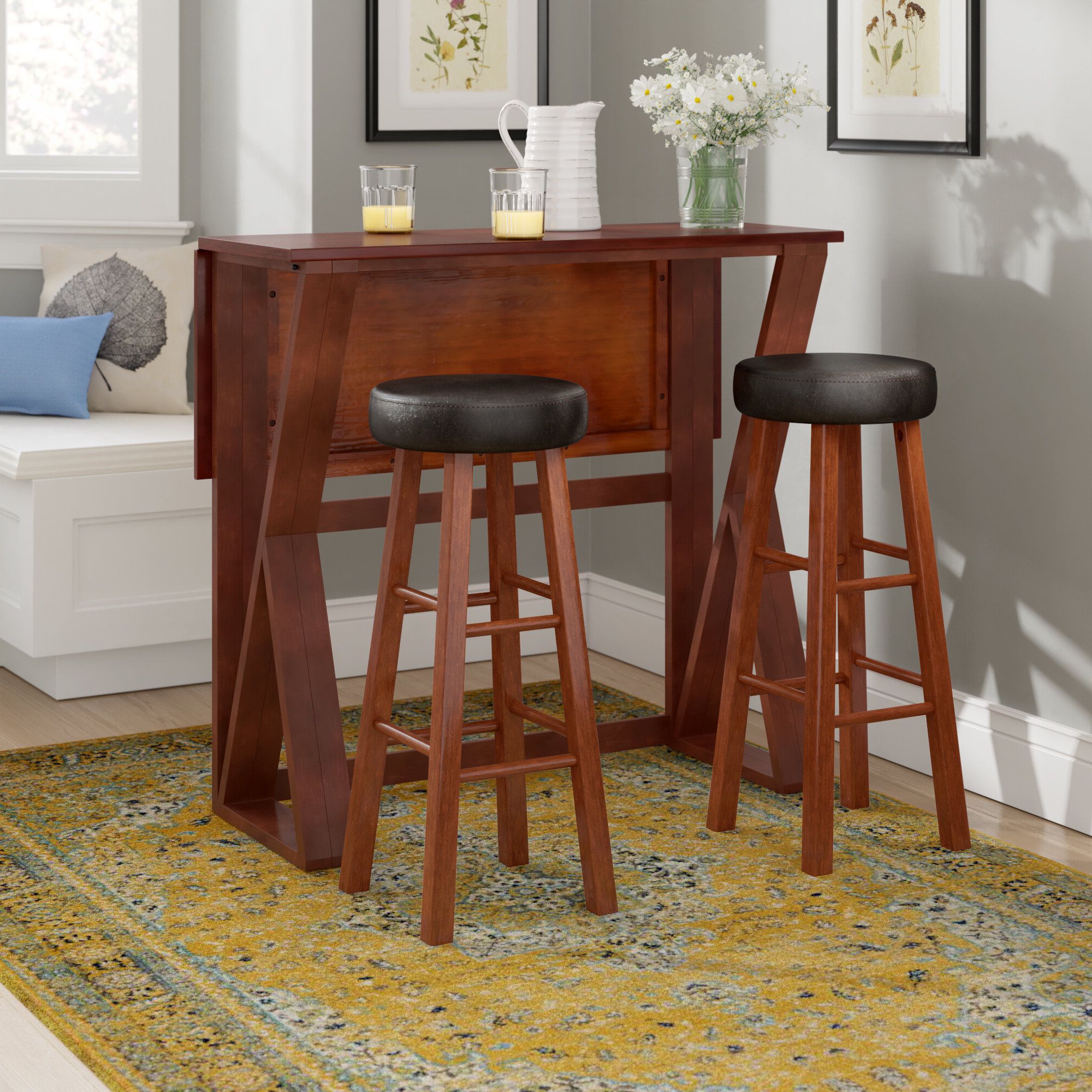 Brayan 3 Piece Pub Table Set Throughout Well Known Poynter 3 Piece Drop Leaf Dining Sets (View 7 of 20)