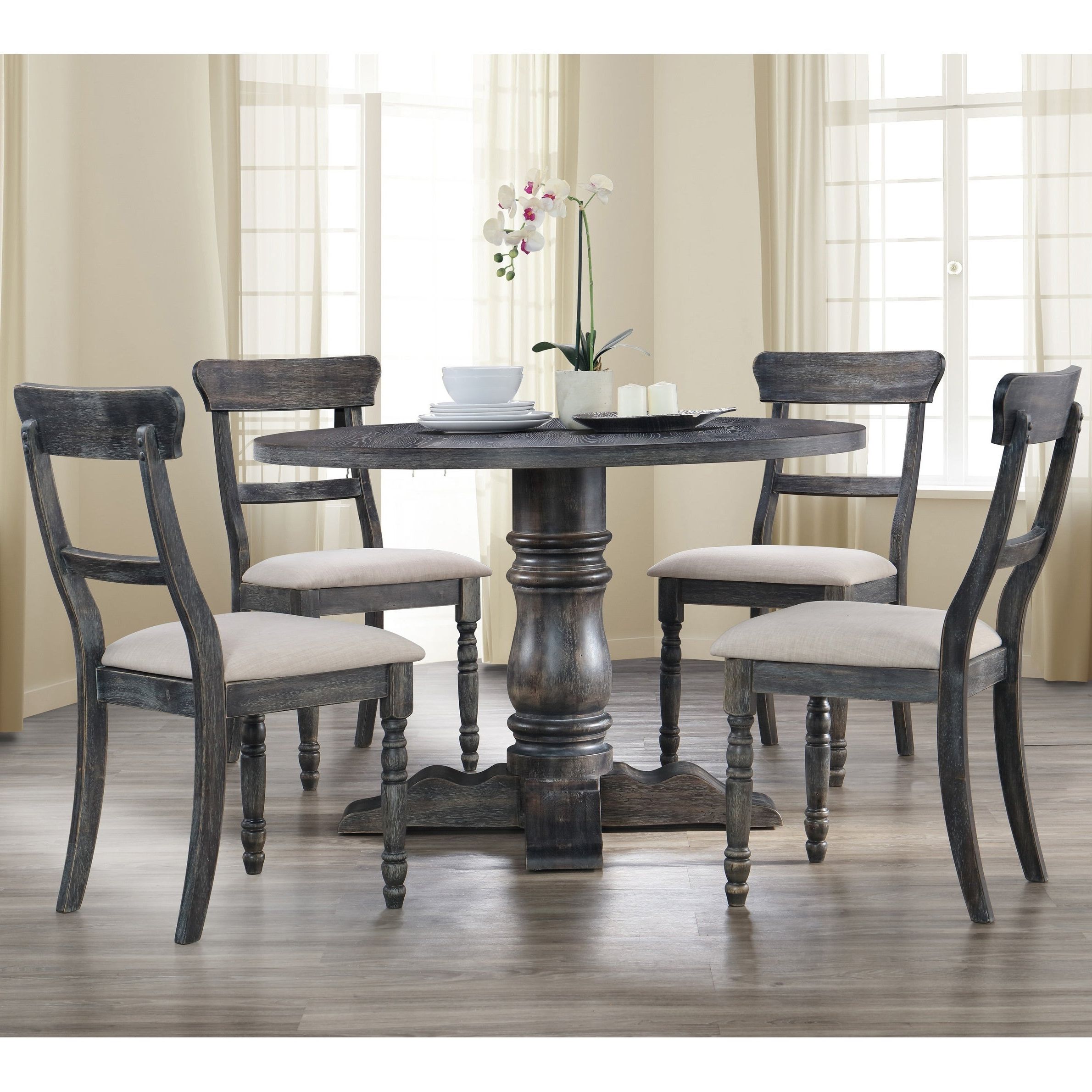 Debby Small Space 3 Piece Dining Sets For Latest Best Master Furniture Weathered Grey 5 Pcs Dinette Set (View 10 of 20)