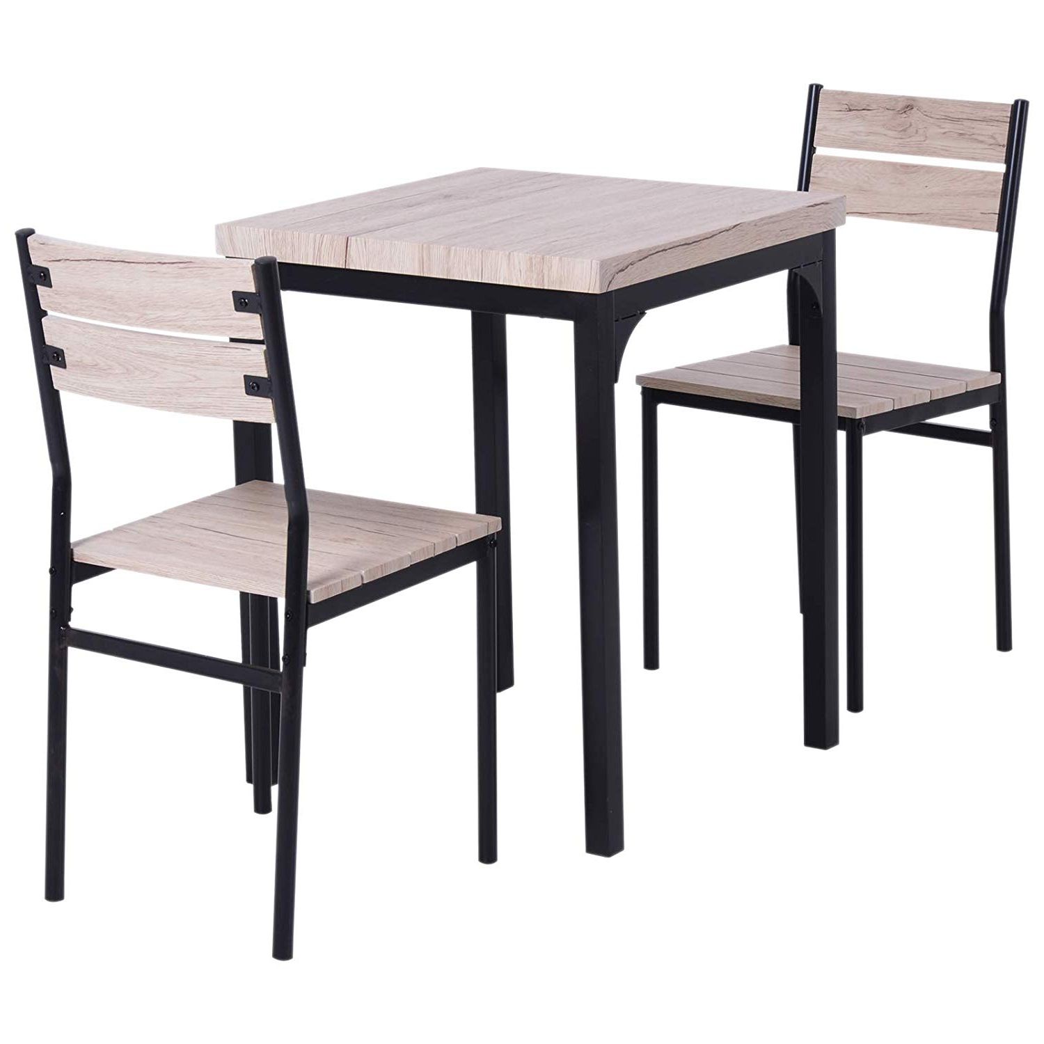 Fashionable Homcom Rustic Country Wood Top 3 Piece Kitchen Table Dining Set W/chairs Intended For 3 Piece Dining Sets (View 12 of 20)