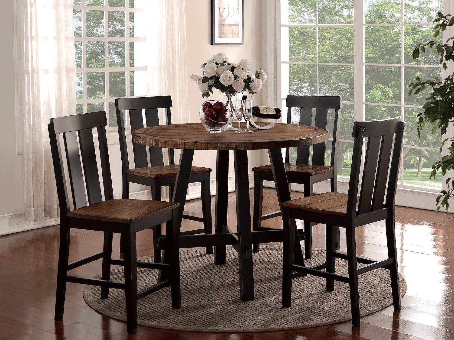 Goodman 5 Piece Counter Height Dining Set With Trendy Goodman 5 Piece Solid Wood Dining Sets (set Of 5) (View 1 of 20)