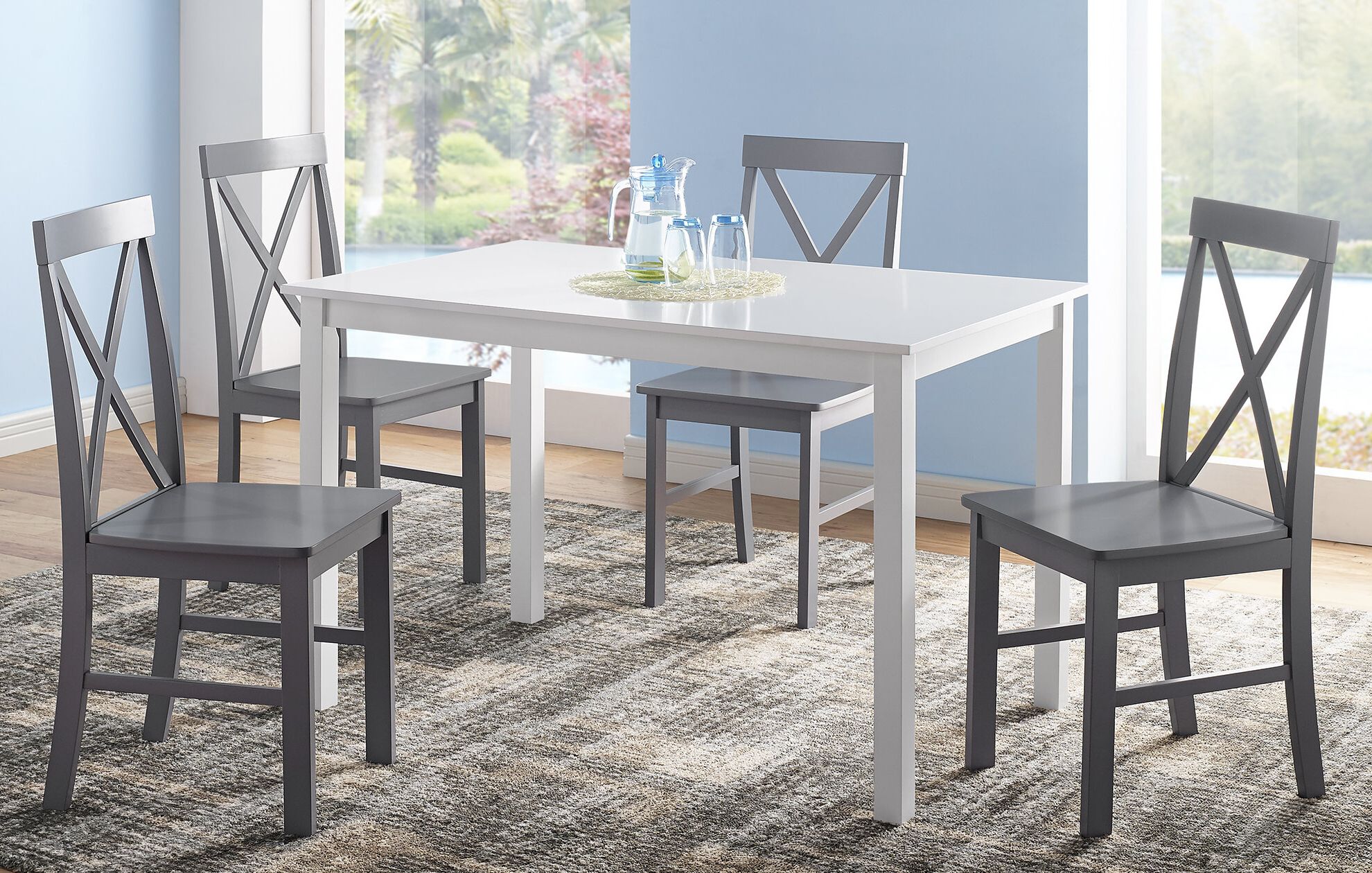 Latest Kaelin 5 Piece Dining Sets Intended For Rarick 5 Piece Solid Wood Dining Set (View 8 of 20)